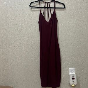 Maroon Body Con Dress midi length